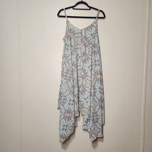 The Limited Sleeveless Handkerchief Hem Dress Multicolor Boho Festival Size LP